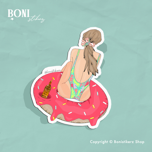 Pink floatie girl sticker